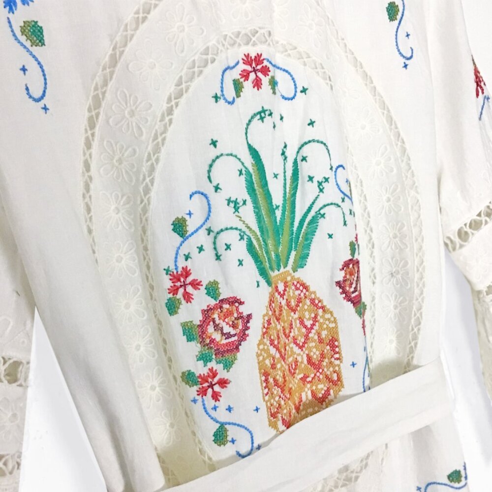FARM RIO White Multi Colored Embroidered Scarf Maxi Dress - Picture 8 of 16